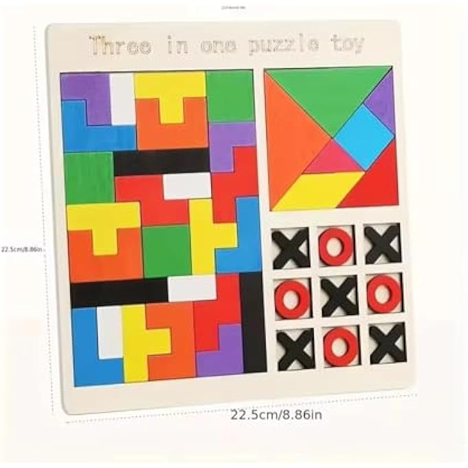 CLASSIC WOODEN 3 IN 1 PUZZLE TOY, MONTESSORI EDUCATIONAL JIGSAW PUZZLE BLOCK GAME FOR BOYS AND GIRLS, 3D SHAPE MATCHING LEARNING TOY FOR KIDS, STEM DEVELOPMENT ACTIVITY - Image 4